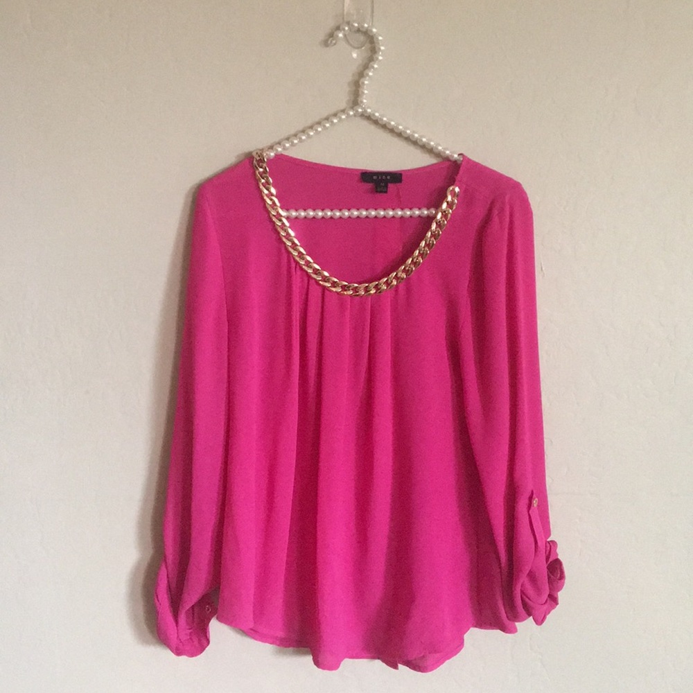 Fuschia long sleeve blouse